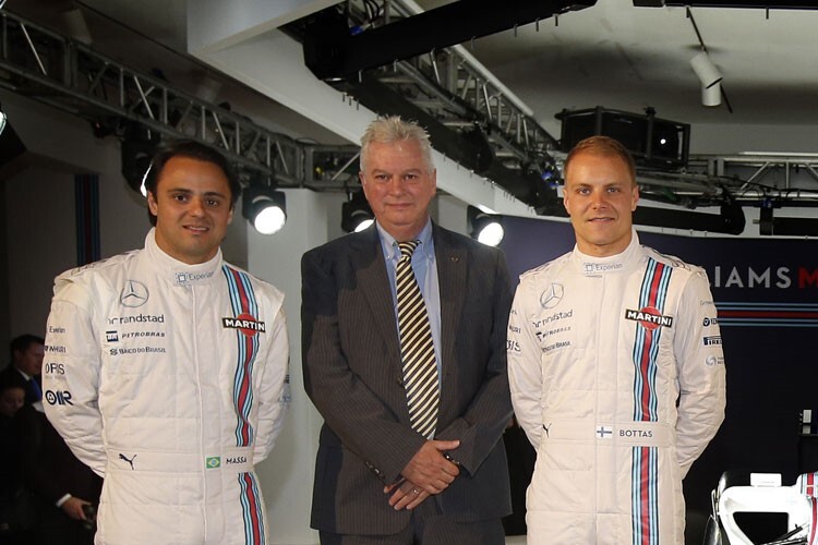 Pat Symonds (mitte) mit seinen langjährigen Piloten Felipe Massa und Valtteri Bottas