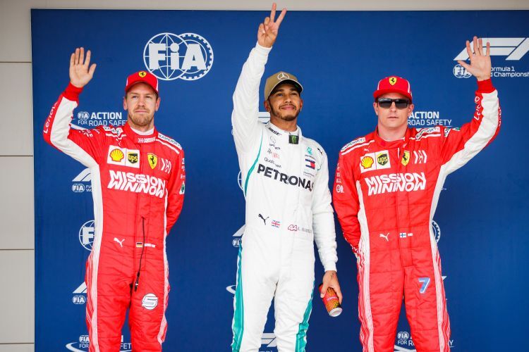 Sebastian Vettel, Lewis Hamilton & Kimi Raikkonen