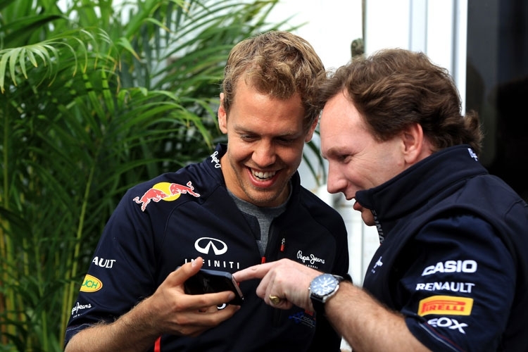Sebastian Vettel und Christian Horner: Zwischendurch gibt es auch etwas zu lachen