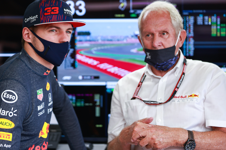 Max Verstappen mit Red Bull-Motorsportberater Helmut Marko