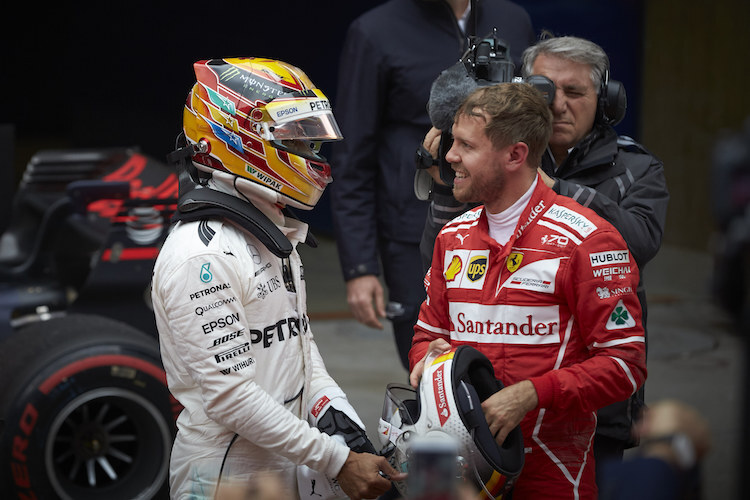 Lewis Hamilton und Sebastian Vettel nach dem China-GP