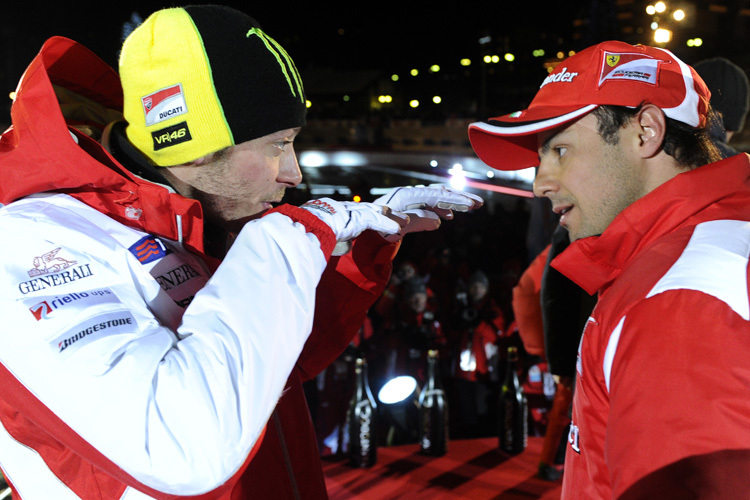 Valentino Rossi und Felipe Massa bei der Winterveranstaltung Wroom