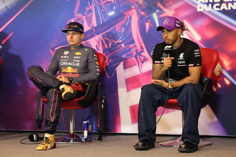 Max Verstappen und Lewis Hamilton