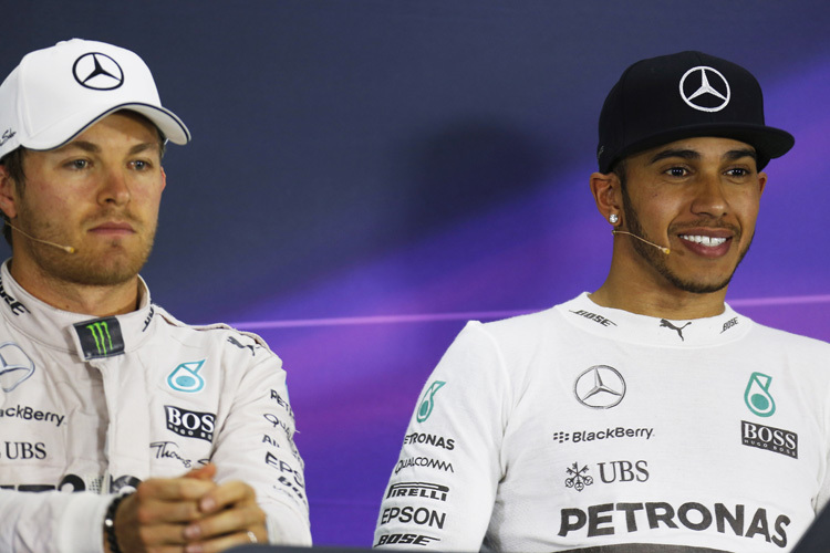 Nico Rosberg und Lewis Hamilton nach dem China-GP
