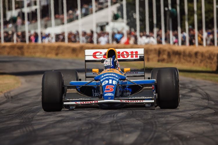 Wieder vereint: Nigel Mansell und der Williams FW14B, mit dem er 1992 den WM-Titelkampf für sich entschied
