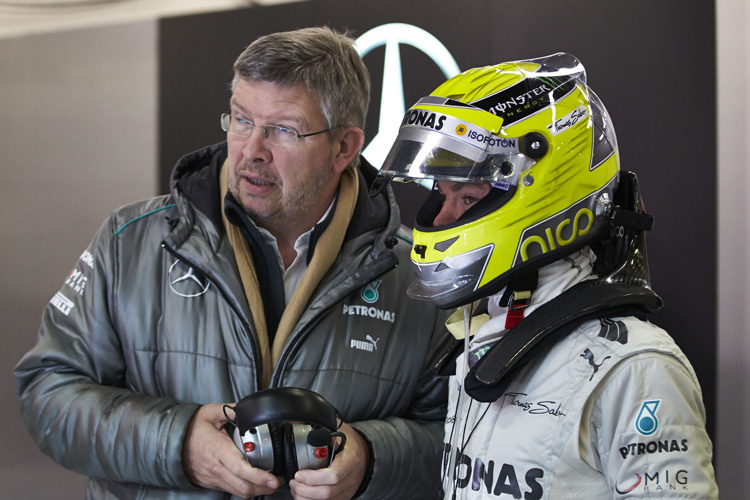 Mercedes-Teamchef Ross Brawn mit Nico Rosberg