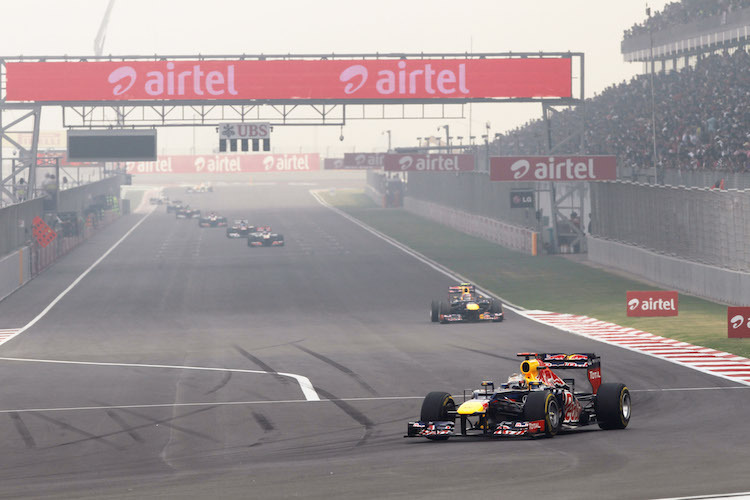 Sebastian Vettel auf dem Weg zum Sieg beim Grossen Preis von Indien 2012