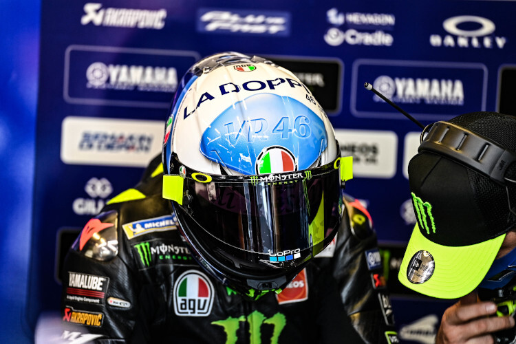 Die Doppel-Events waren bei Valentino Rossi in Misano auch am Helm das große Thema