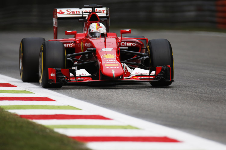 Ferrari-Star Sebastian Vettel war im zweiten freien Training in Monza der erste Verfolger der Silberpfeile