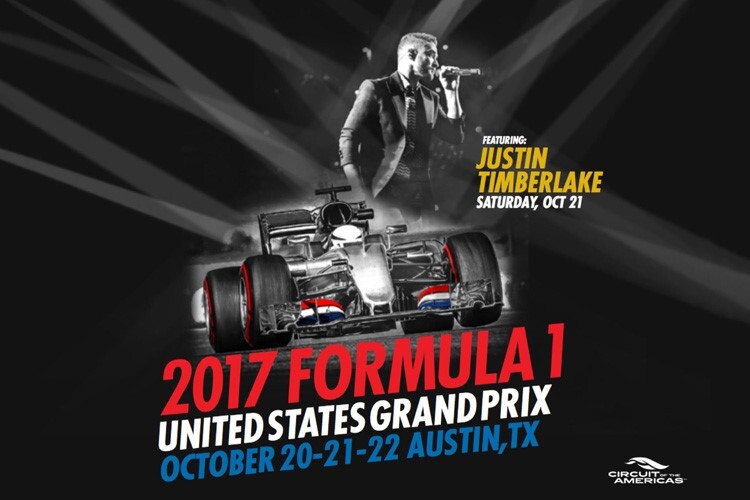 Justin Timberlake tritt im Rahmen des Austin-GP auf