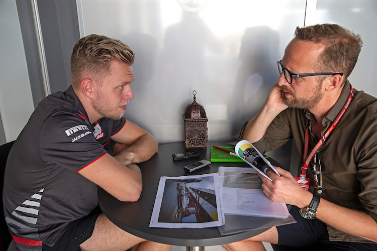 Haas-Fahrer Kevin Magnussen und Jonas Hüttel