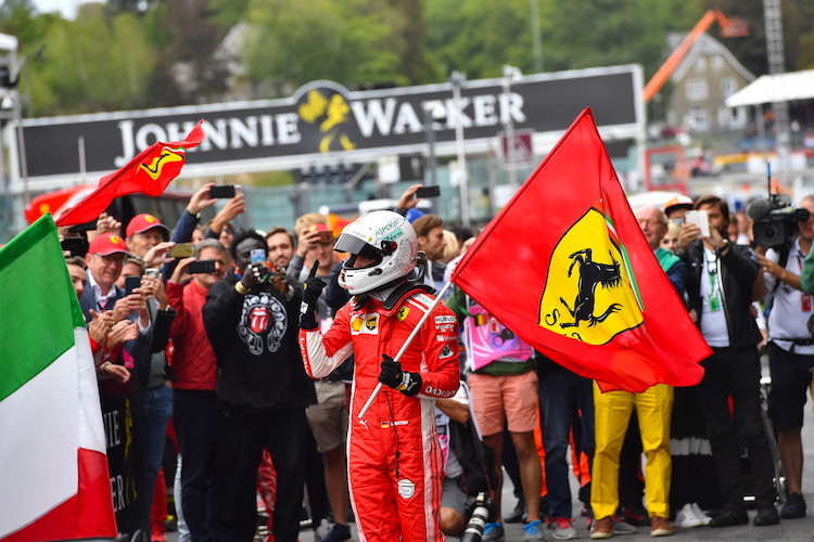 Sebastian Vettel nach seinem Sieg beim Grand Prix von Belgien 2018