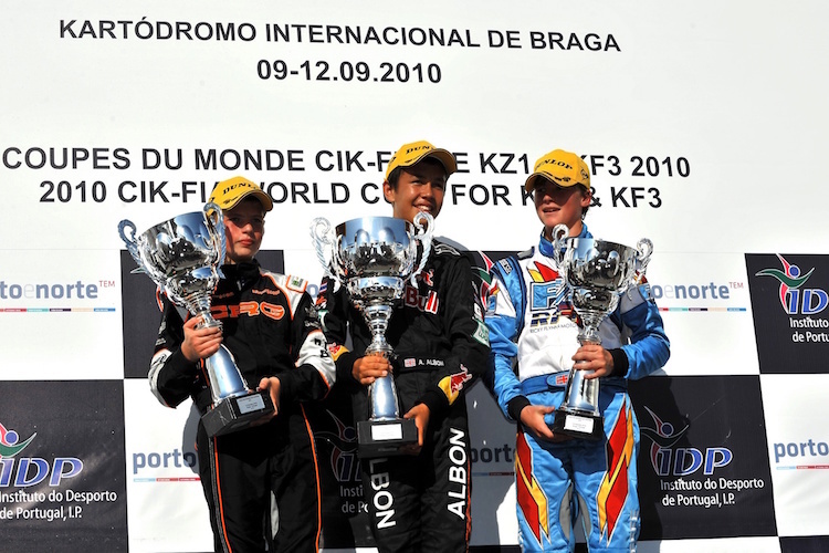 Verstappen und Albon bei der Kart-WM 2010 in Braga (Portugal), Callan O’Keefe rechts ist längst vergessen
