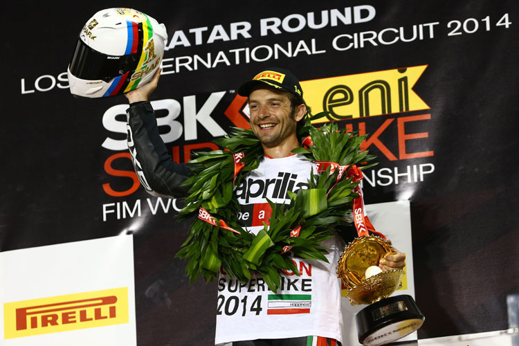 2014: Sylvain Guintoli wird mit dem Aprilia Racing Team Superbike-Weltmeister