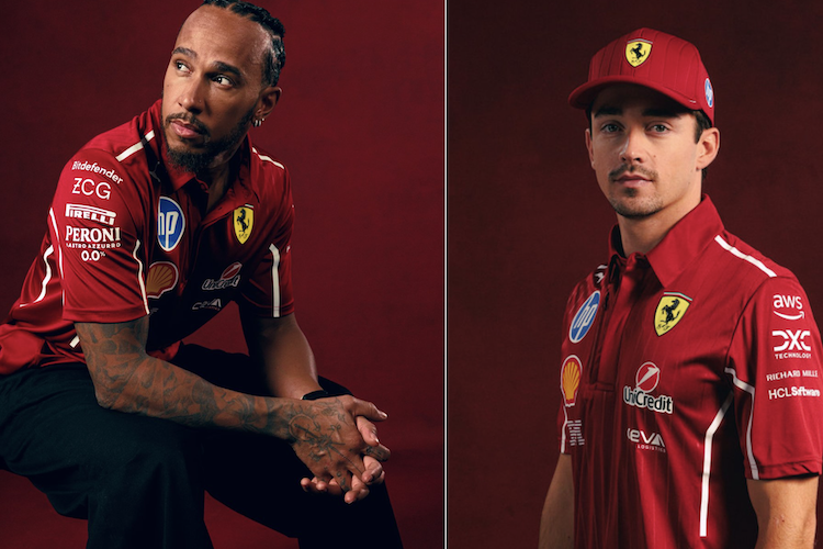 Hamilton und Charles Leclerc in der neuen Team-Bekleidung