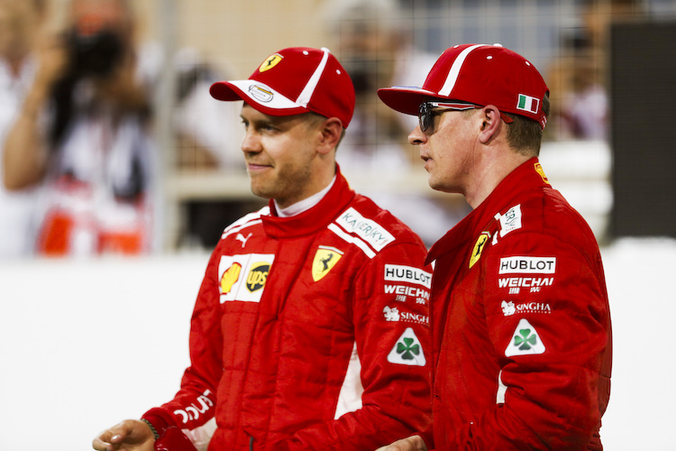 Sebsatian Vettel und Kimi Räikkönen geben Gas – und sorgen damit für gute Laune beim Ferrari-Präsidenten