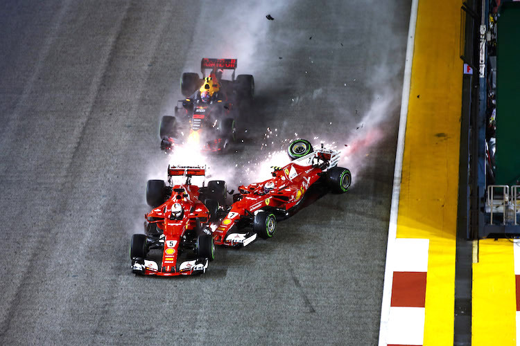 Sie sind alle Fahrer des Tages, aber nicht in Singapur 2017: Sebastian Vettel, Kimi Räikkönen, Max Verstappen