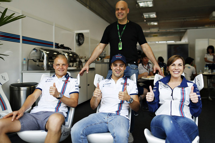 Valtteri Bottas, Felipe Massa und Claire Williams