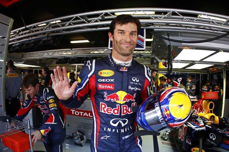 Mark Webber freut sich über die Poleposition