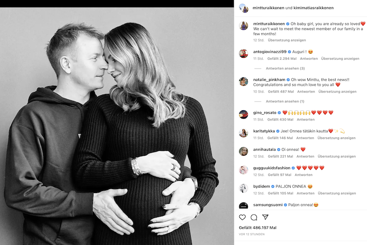 Kimi und Minttu Räikkönen freuen sich