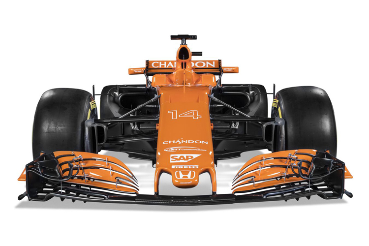 Von vorne sieht der MCL32 komplett orange aus