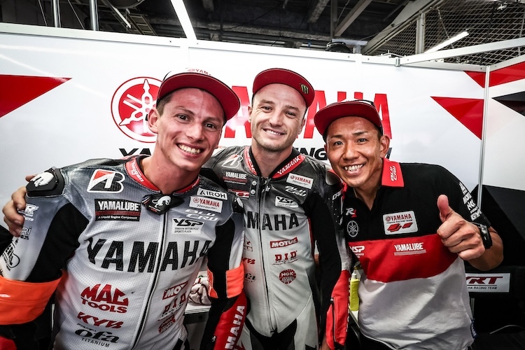 Yamaha-Werksteam mit Andrea Locatelli, Jack Miller und Katsuyuki Nakasuga