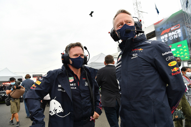 Red Bull Racing-Teamchef Christian Horner und RBR-Sportdirektor Jonathan Wheatley