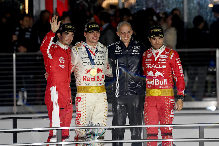Leclerc, Verstappen, Pérez