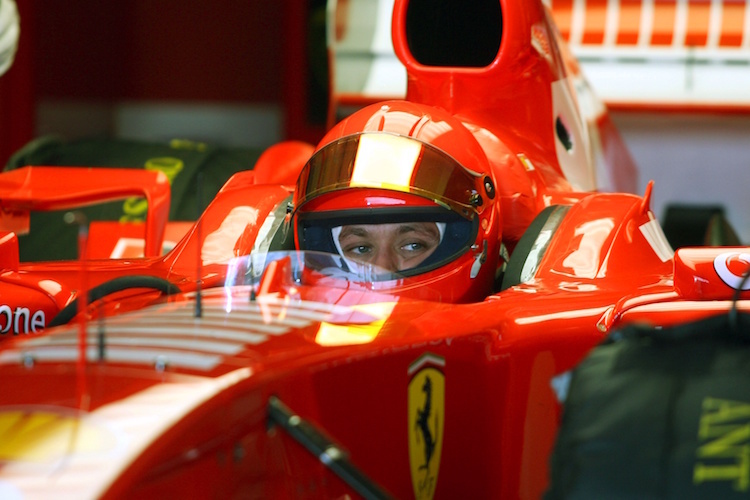 Valentino Rossi 2006 bei einem Test mit Ferrari