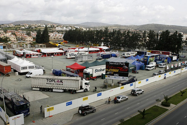 Der Service-Park der Rallye Zypern in Limassol