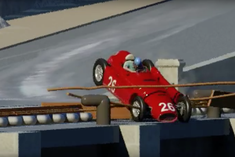 Aus einer Animation des Ascari-Unfalls 1955
