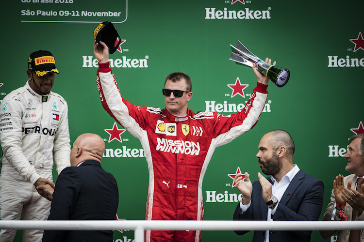 Ferrari-Star Kimi Räikkönen stand in Brasilien zum zwölften Mal in diesem Jahr auf dem Podest