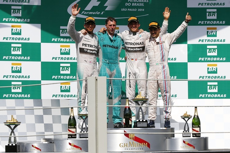 Die Top-3 in Brasilien - Nico Rosberg gewinnt vor Lewis Hamilton und Felipe Massa