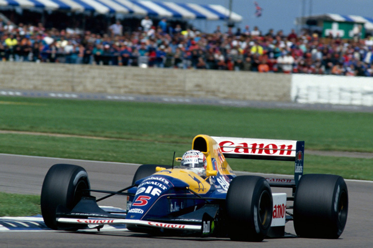 Nigel Mansell im Williams FW14B von 1992 mit aktiver Radaufhängung