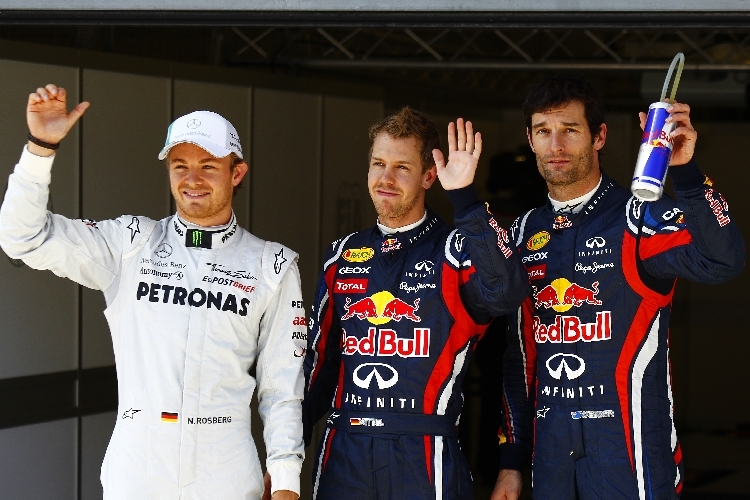 Sebastian Vettel, Mark Webber and Nico Rosberg