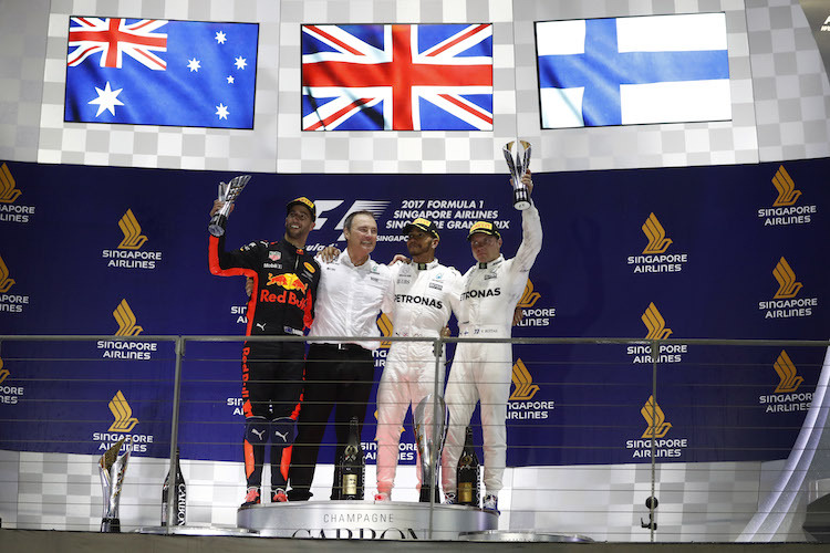 Ricciardo, Hamilton, Bottas