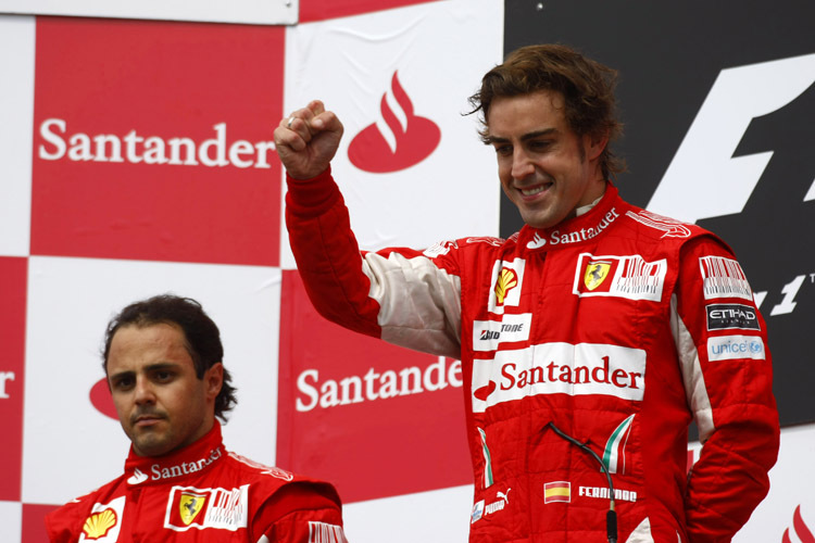 Gesichter sprechen Bände: Fernando Alonso und Felipe Massa