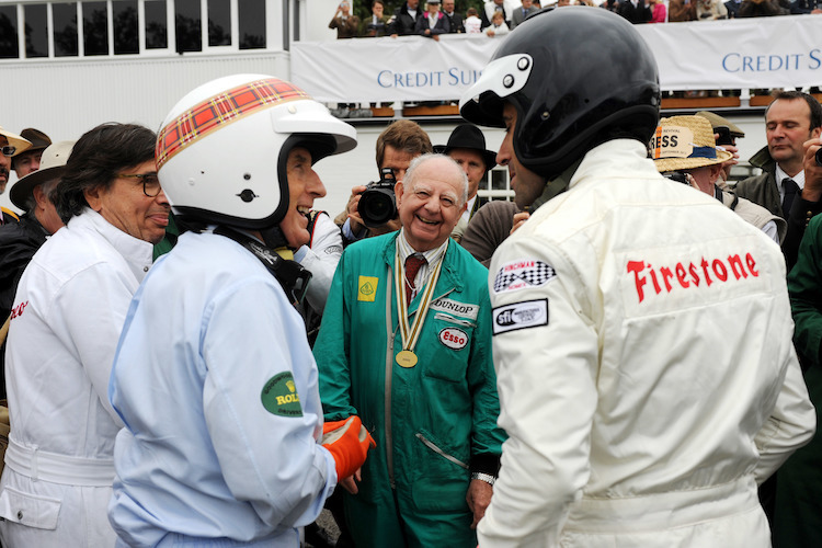 Cedric Selzer 2013 mit Jackie Stewart und Dario Franchitti