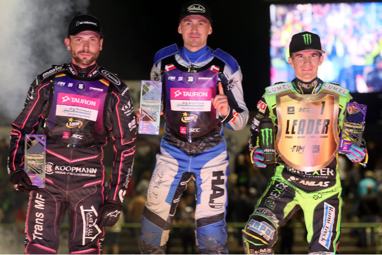Die Top-3 in Güstrow (v.l.): Kai Huckenbeck, Leon Madsen und Patryk Dudek