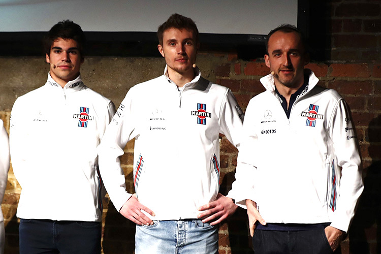 Das Williams-Trio Lance Stroll (links), Sergey Sirotkin und Robert Kubica