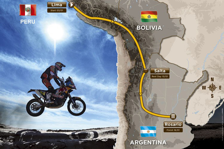 So sieht die Route der Rallye Dakar 2016 aus