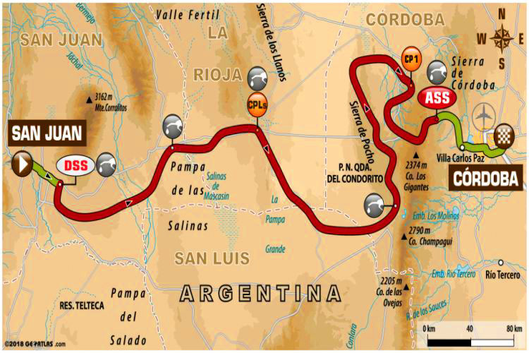 Die vorletzte Etappe führt über 907 Kilometer von San Juan nach Cordoba