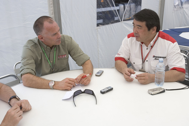 Peter Windsor (US Grand Prix Engineering) und Hirohide Hamashima