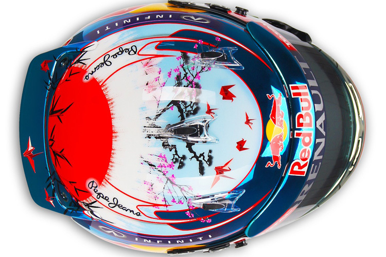 Der neue Helm von Sebastian Vettel von oben