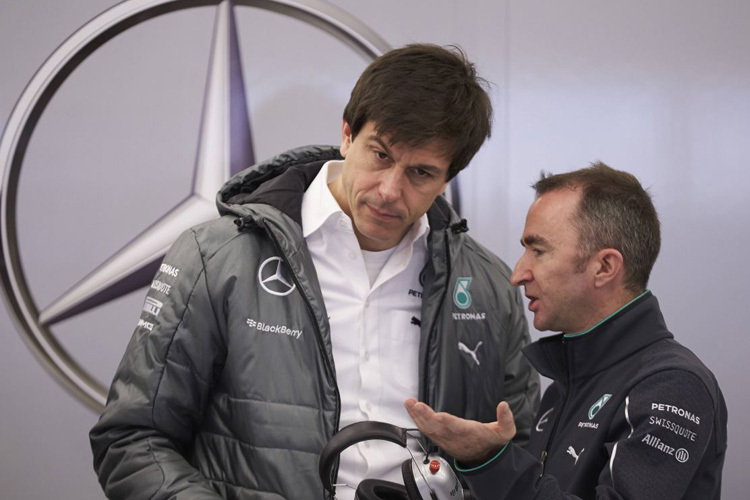 Mercedes-Renndirektor Toto Wolff mit Technikchef Paddy Lowe