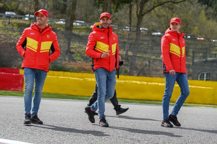 2023 das Trio im #50 Ferrari 499P: (v.li.) Antonio Fuoco, Miguel Molina und Nicklas Nielsen