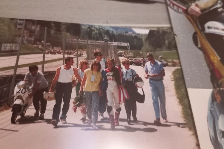 50-ccm-EM 1987 in Salzburg: Peter Öttl wurde Dritter, ganz rechts G. Wiesinger