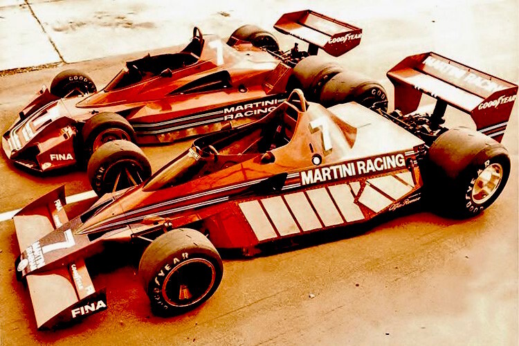 Der Brabham BT45 (hinten) von 1977 und der 1978er Brabham BT46 mit Oberflächenkühler