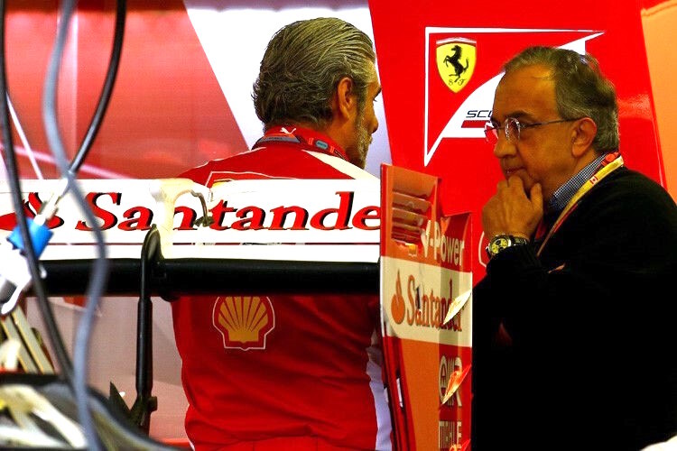 Ferrari-Teamchef Maurizio Arrivabene mit Firmenchef Sergio Marchionne