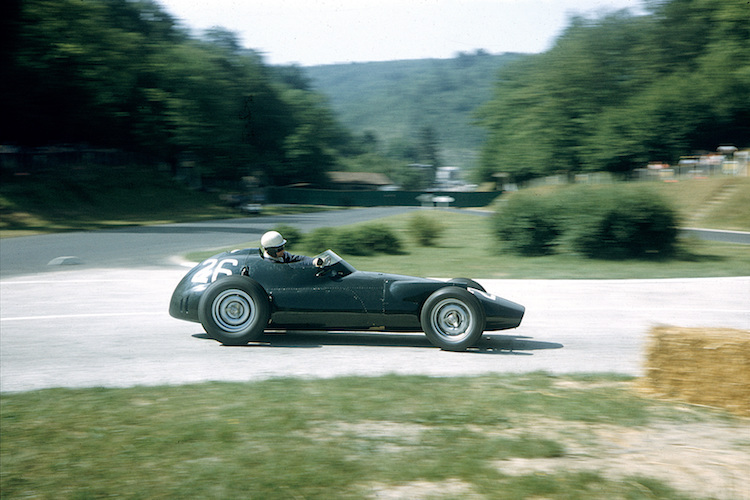 Ron Flockhart mit seinem BRM in Rouen 1957